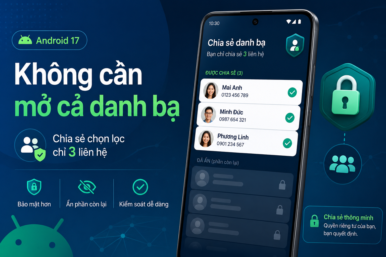 Android 17 chỉ chia sẻ một số liên hệ cho ứng dụng: Cách tránh lộ toàn bộ danh bạ