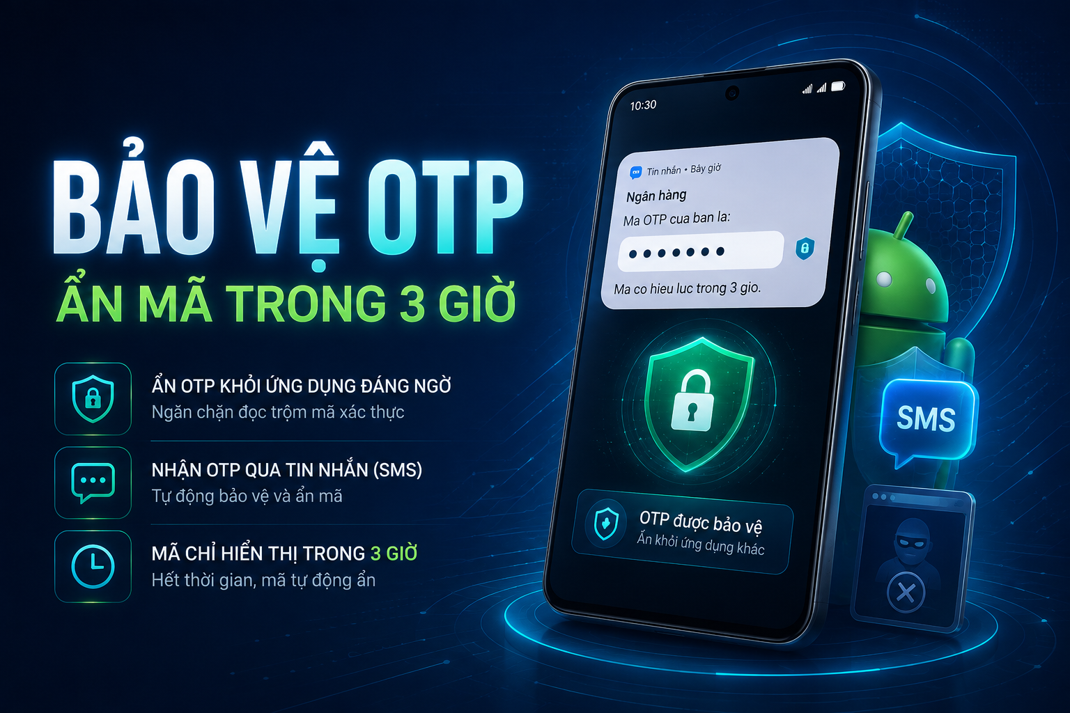 Android tự ẩn mã OTP khỏi ứng dụng khác trong 3 giờ: Cơ chế chống đánh cắp mã xác thực hoạt động thế nào?