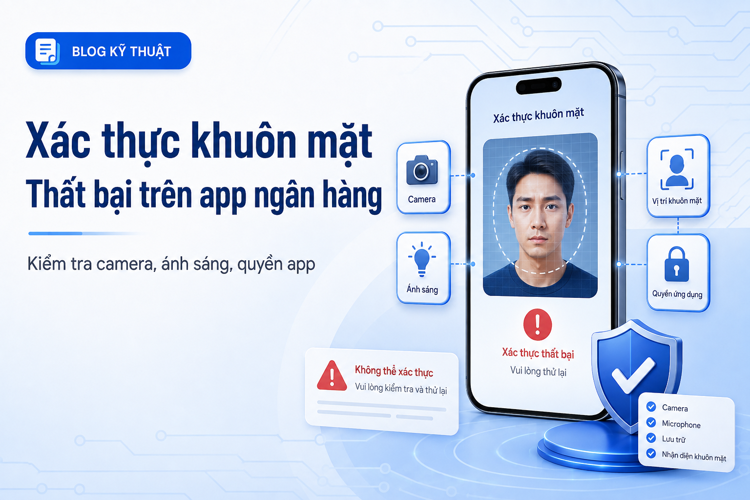 App ngân hàng xác thực khuôn mặt thất bại: 8 nguyên nhân từ camera, ánh sáng đến quyền ứng dụng