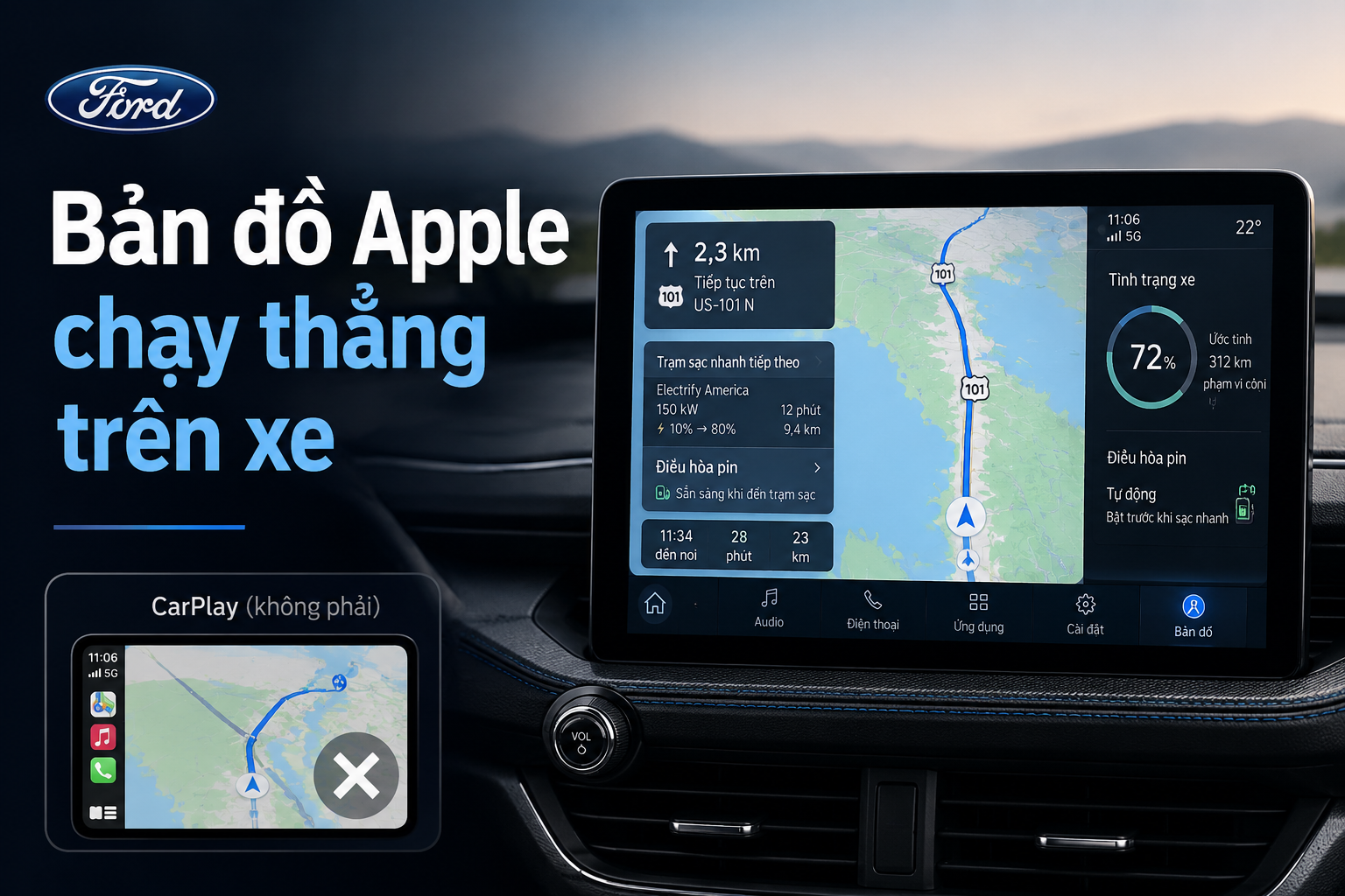 Apple Maps tích hợp trực tiếp vào xe Ford: MapKit for Automotive khác CarPlay thế nào?