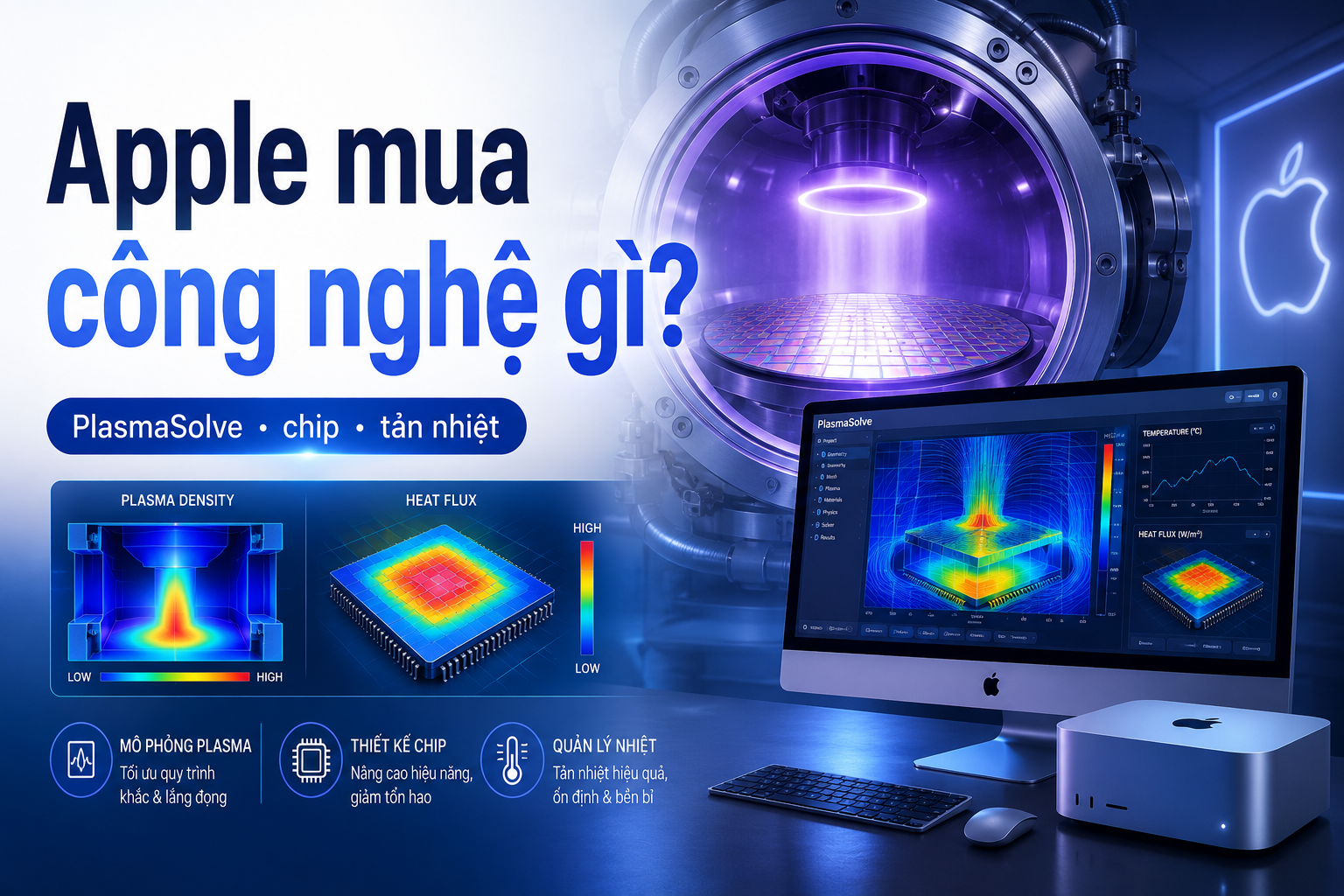 Apple mua PlasmaSolve: Công nghệ mô phỏng plasma có thể giúp thiết kế chip và tản nhiệt ra sao?