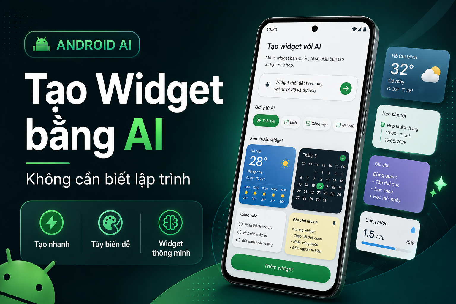 ách tạo Widget bằng AI trên Android mà không cần biết lập trình