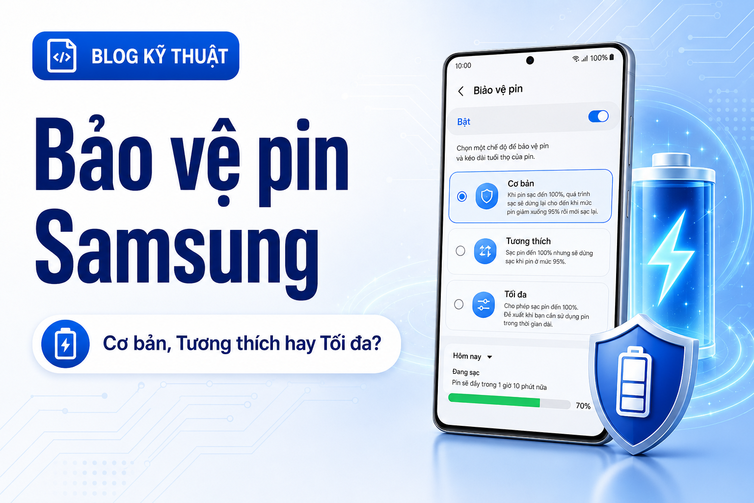 Bảo vệ pin Samsung: Cơ bản, Tương thích hay Tối đa – Chế độ nào hợp với bạn?