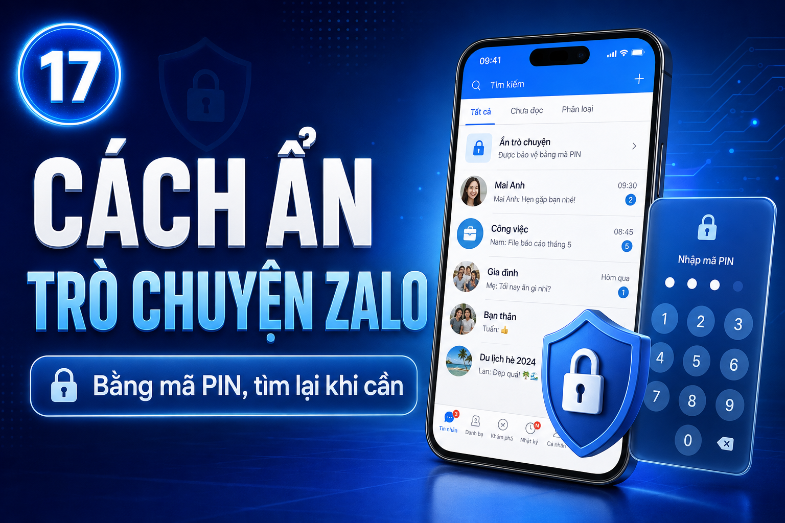 Cách ẩn cuộc trò chuyện Zalo bằng mã PIN và tìm lại khi cần