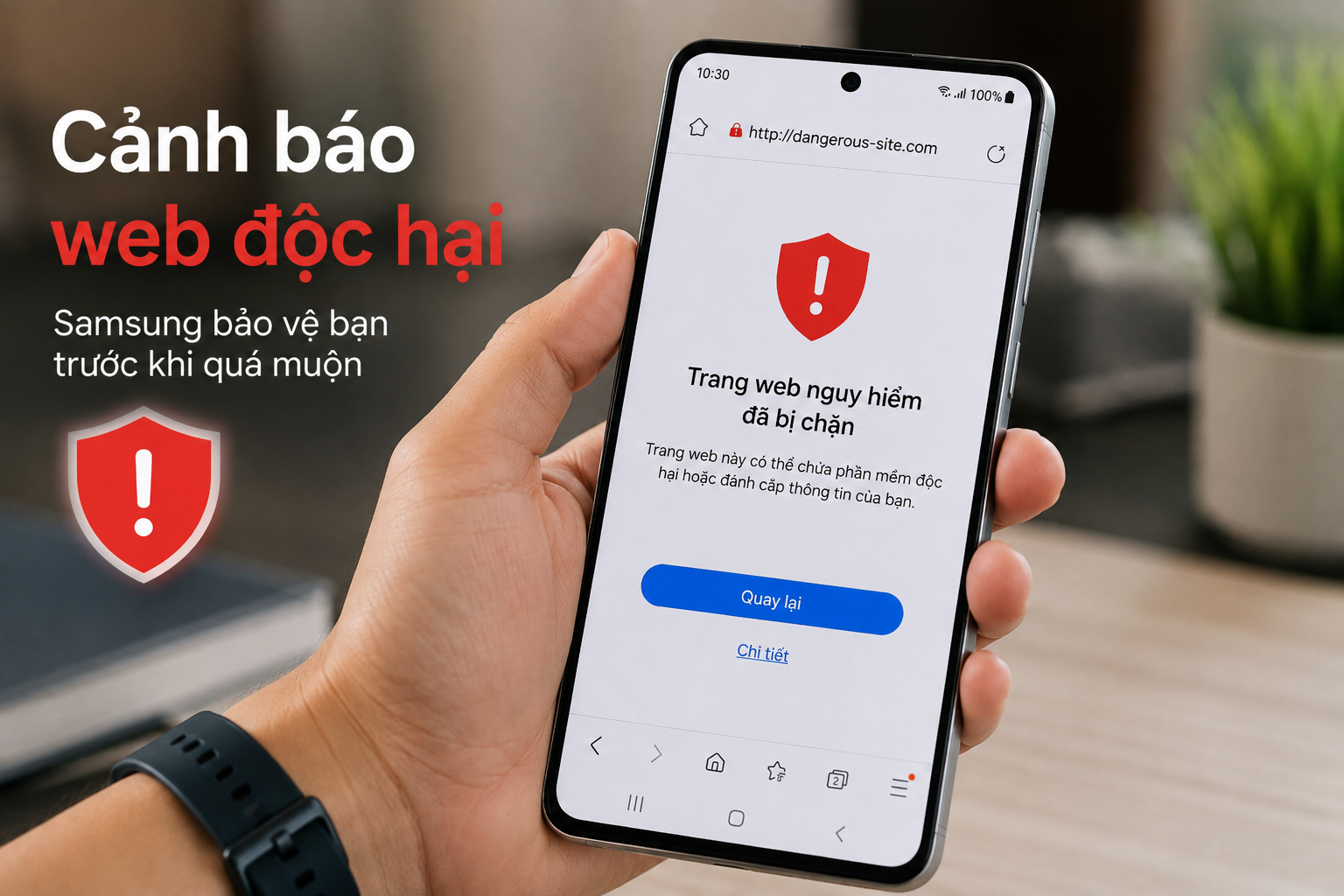 Lỡ bấm vào website độc hại trên Samsung? One UI 9 có thể cảnh báo trước khi trang mở