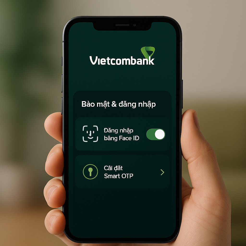 Cách cài đặt bảo mật và đăng nhập an toàn trên ứng dụng Vietcombank