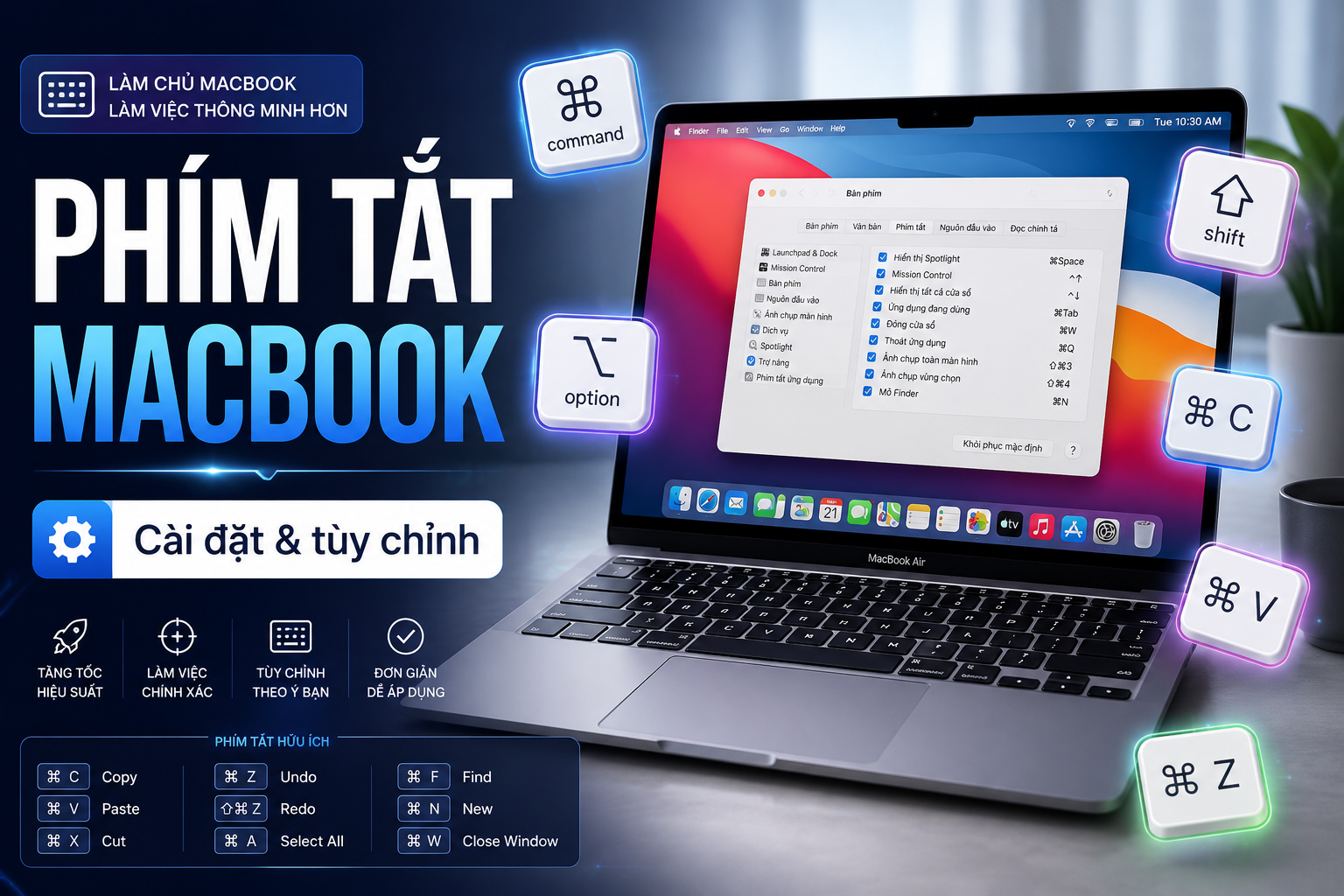 Cách cài đặt phím tắt trên MacBook: Tùy chỉnh thao tác nhanh, làm việc hiệu quả hơn