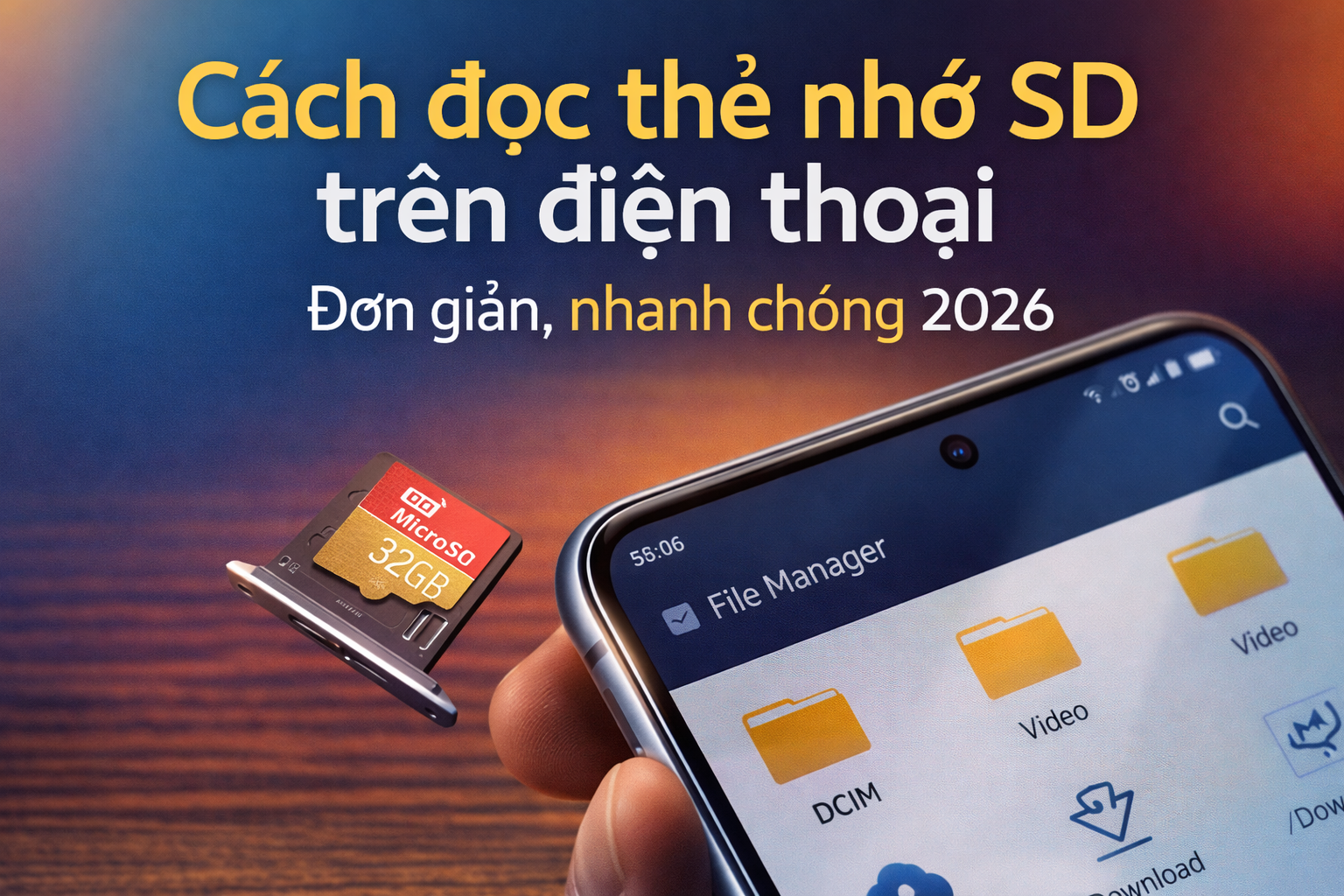 Cách đọc thẻ nhớ SD trên điện thoại đơn giản, nhanh chóng 2026