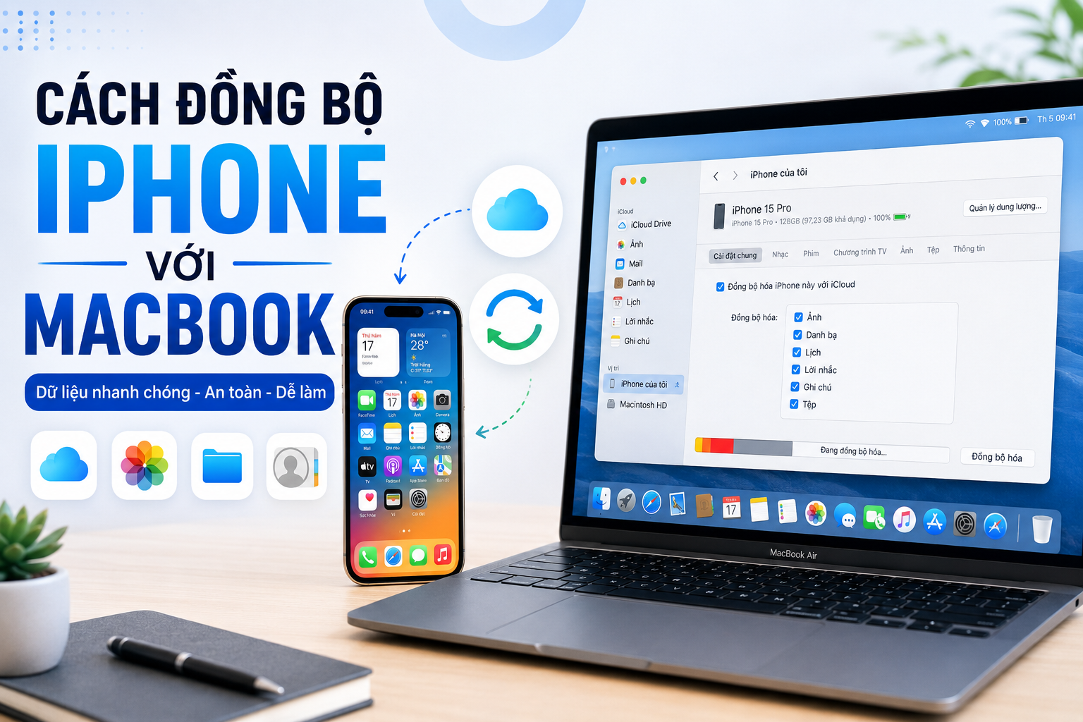 Cách đồng bộ dữ liệu iPhone với MacBook nhanh, an toàn và dễ làm
