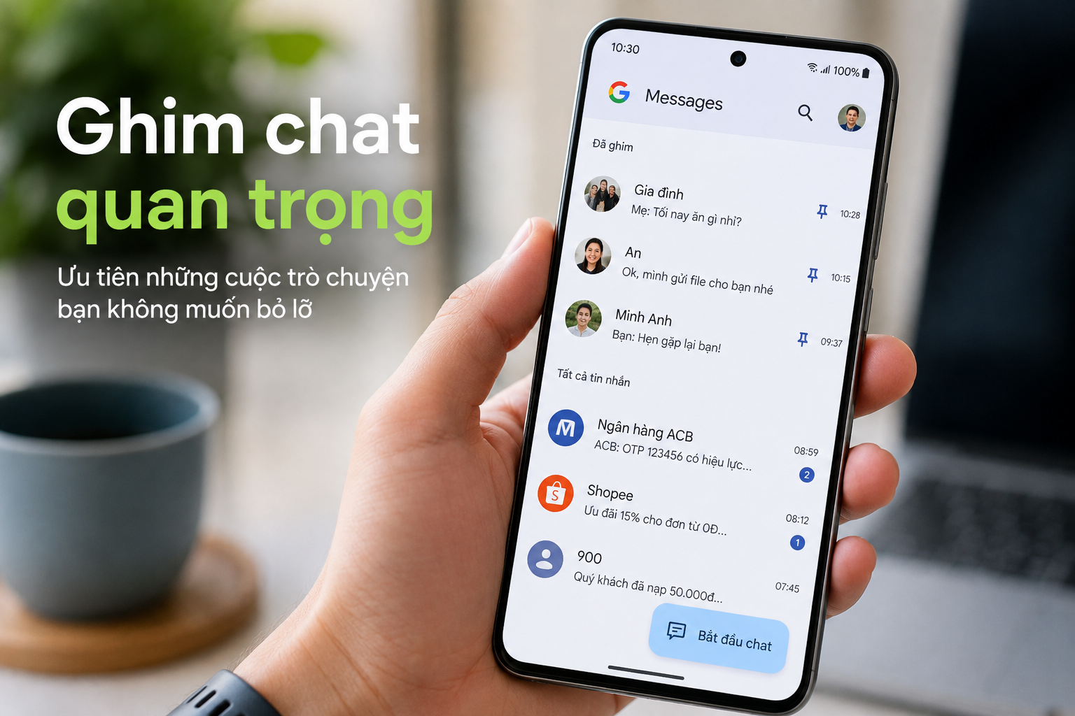 Google Messages hiện cho ghim tới 20 cuộc trò chuyện: Cách giữ người quan trọng luôn ở đầu danh sách
