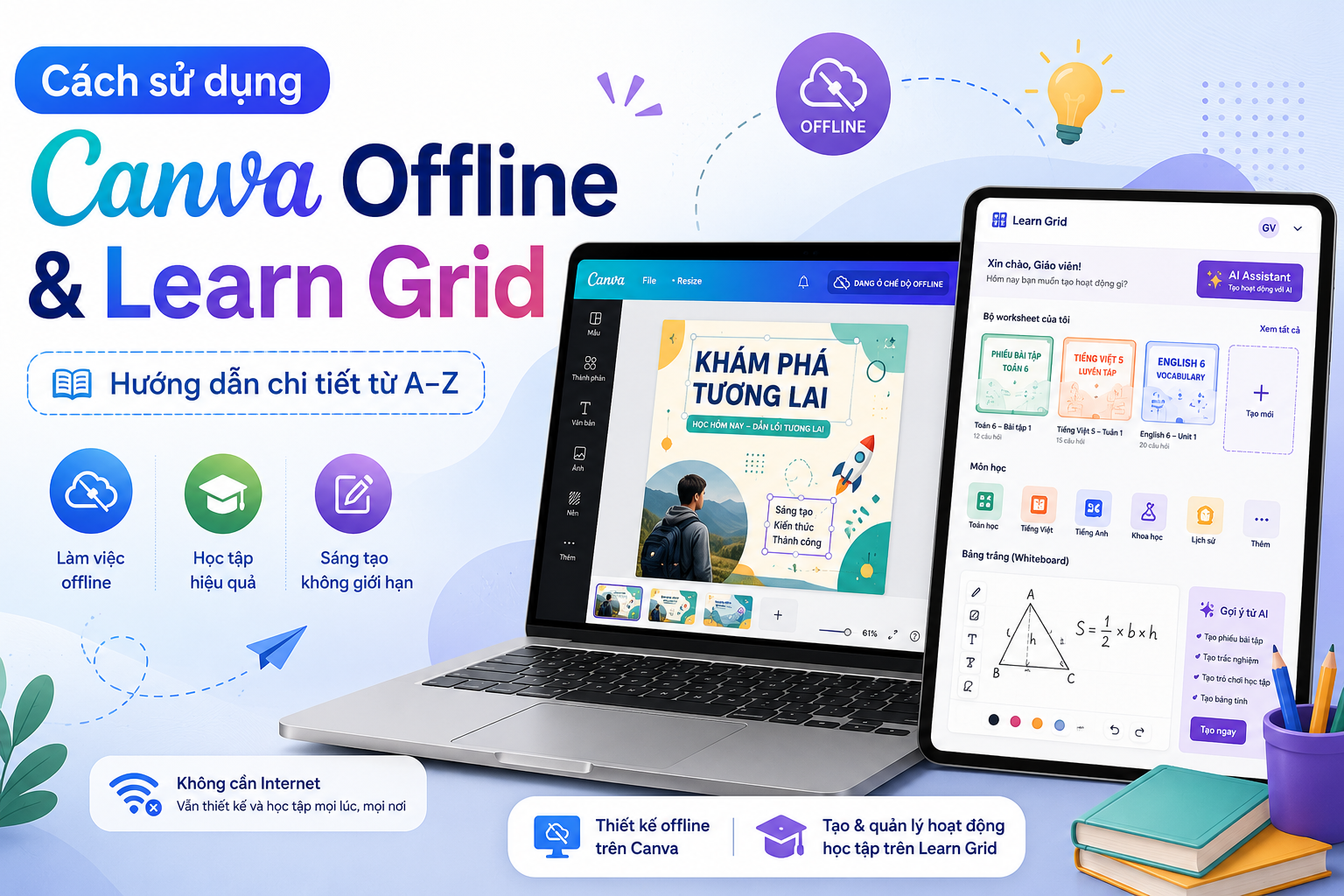 Cách sử dụng Canva Offline và Learn Grid chi tiết từ A–Z