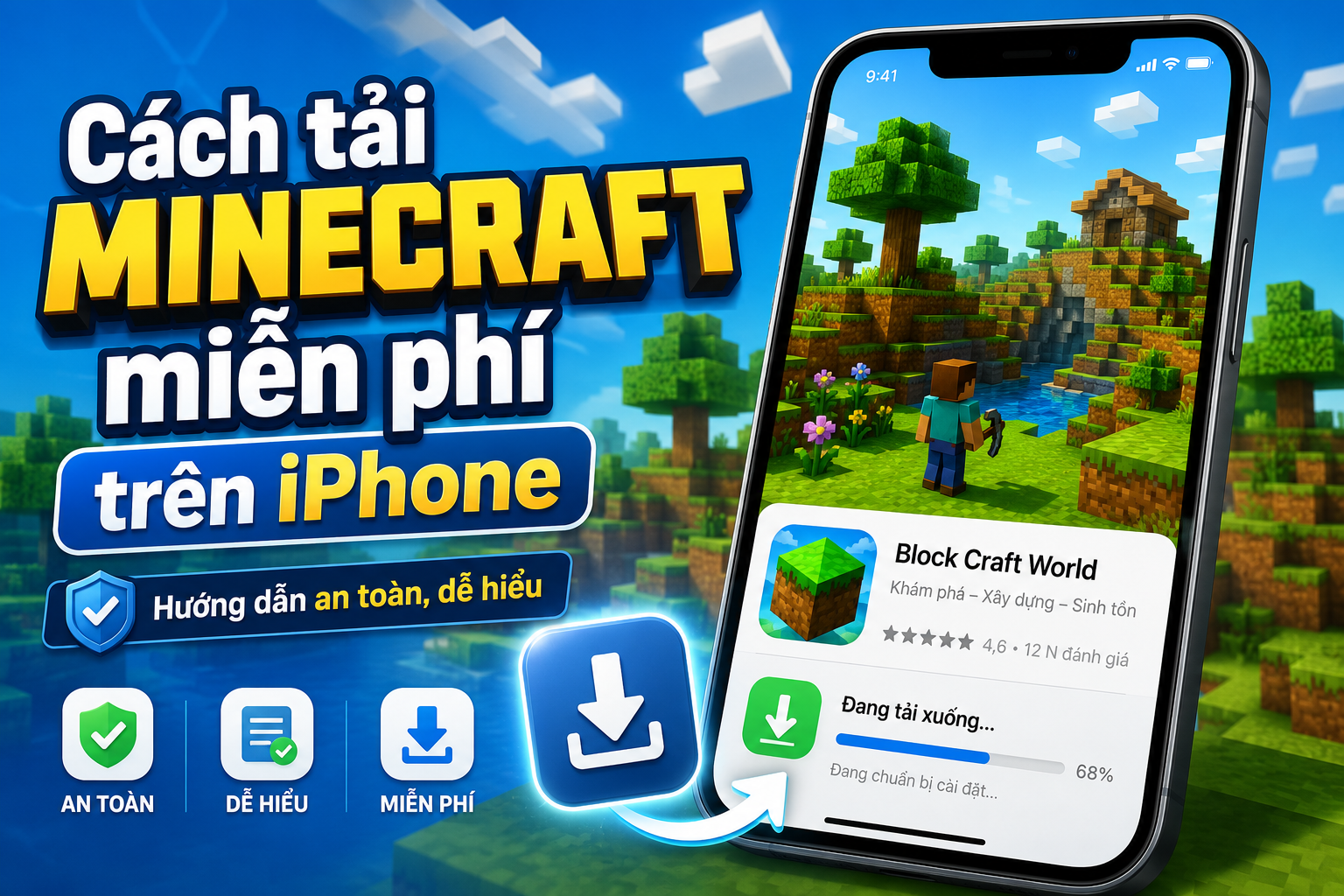 Cách tải Minecraft miễn phí trên điện thoại iPhone an toàn, không cần jailbreak