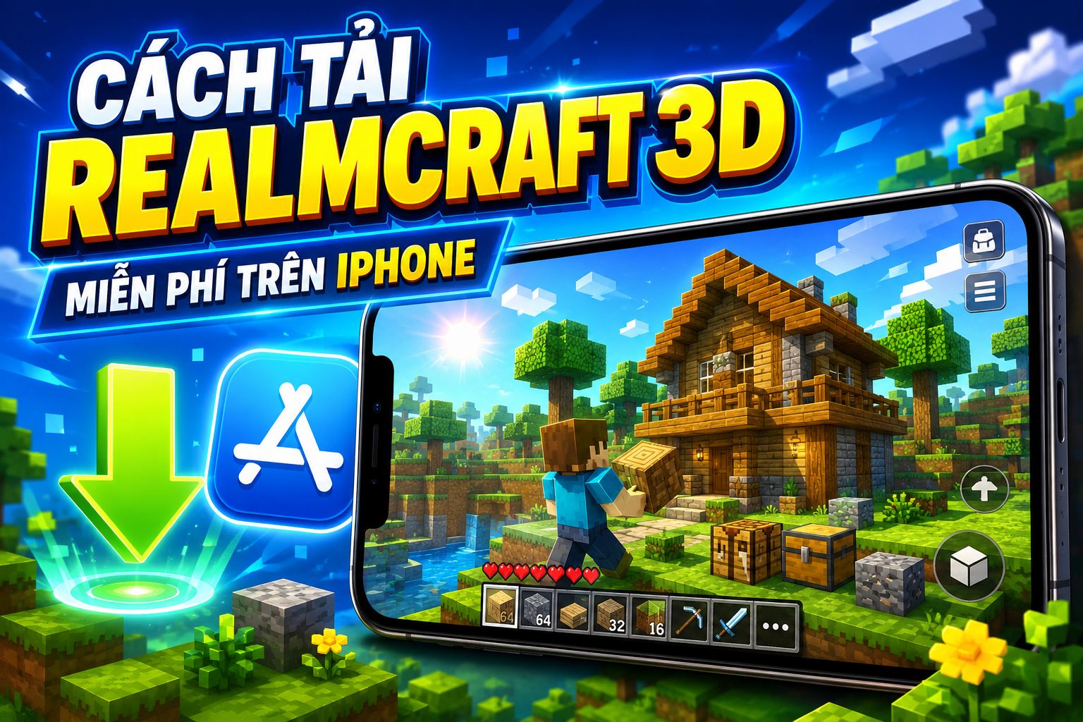 Cách tải RealmCraft 3D miễn phí trên iPhone và hướng dẫn chơi
