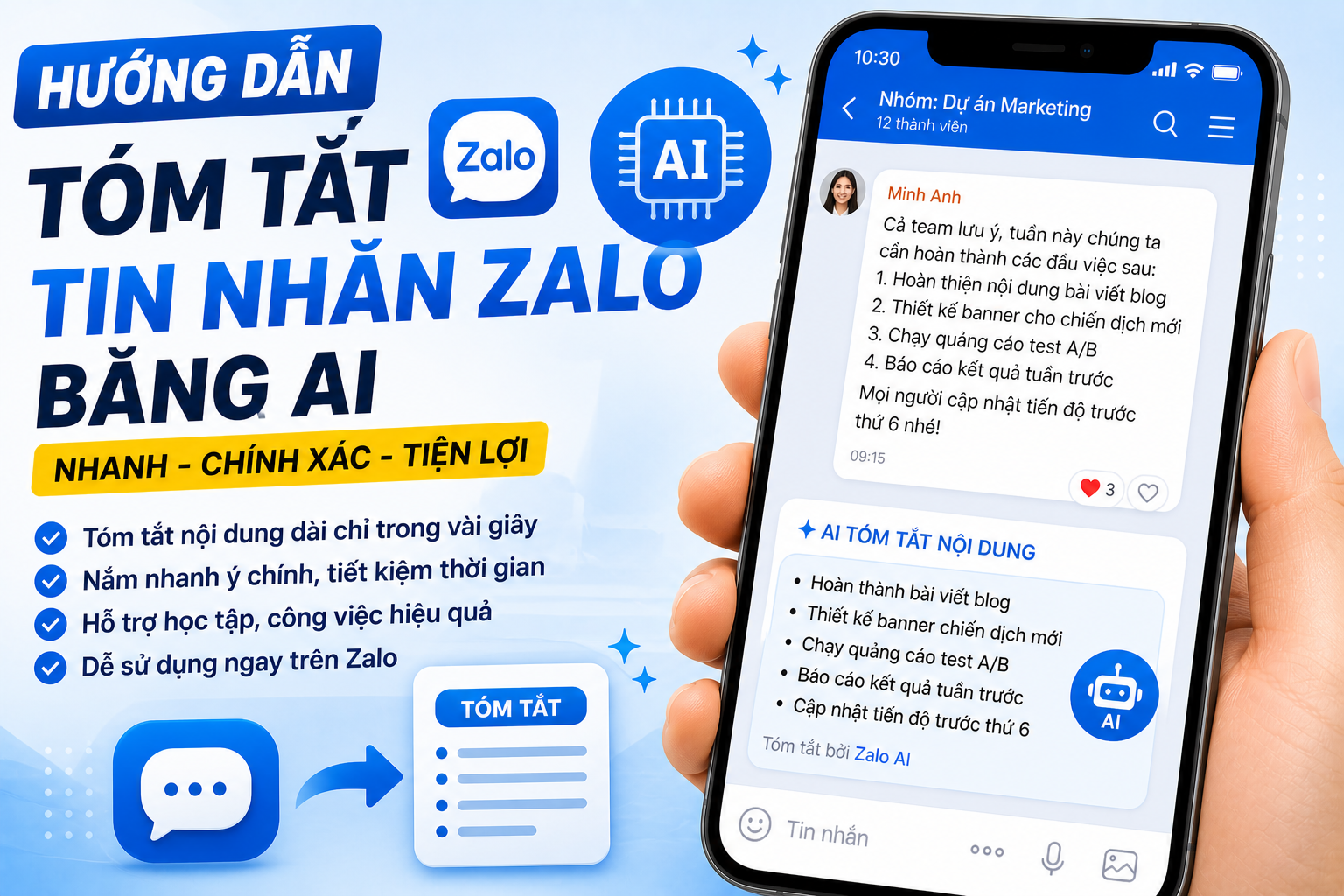Cách tóm tắt nội dung tin nhắn Zalo nhanh bằng AI cực tiện lợi 2026