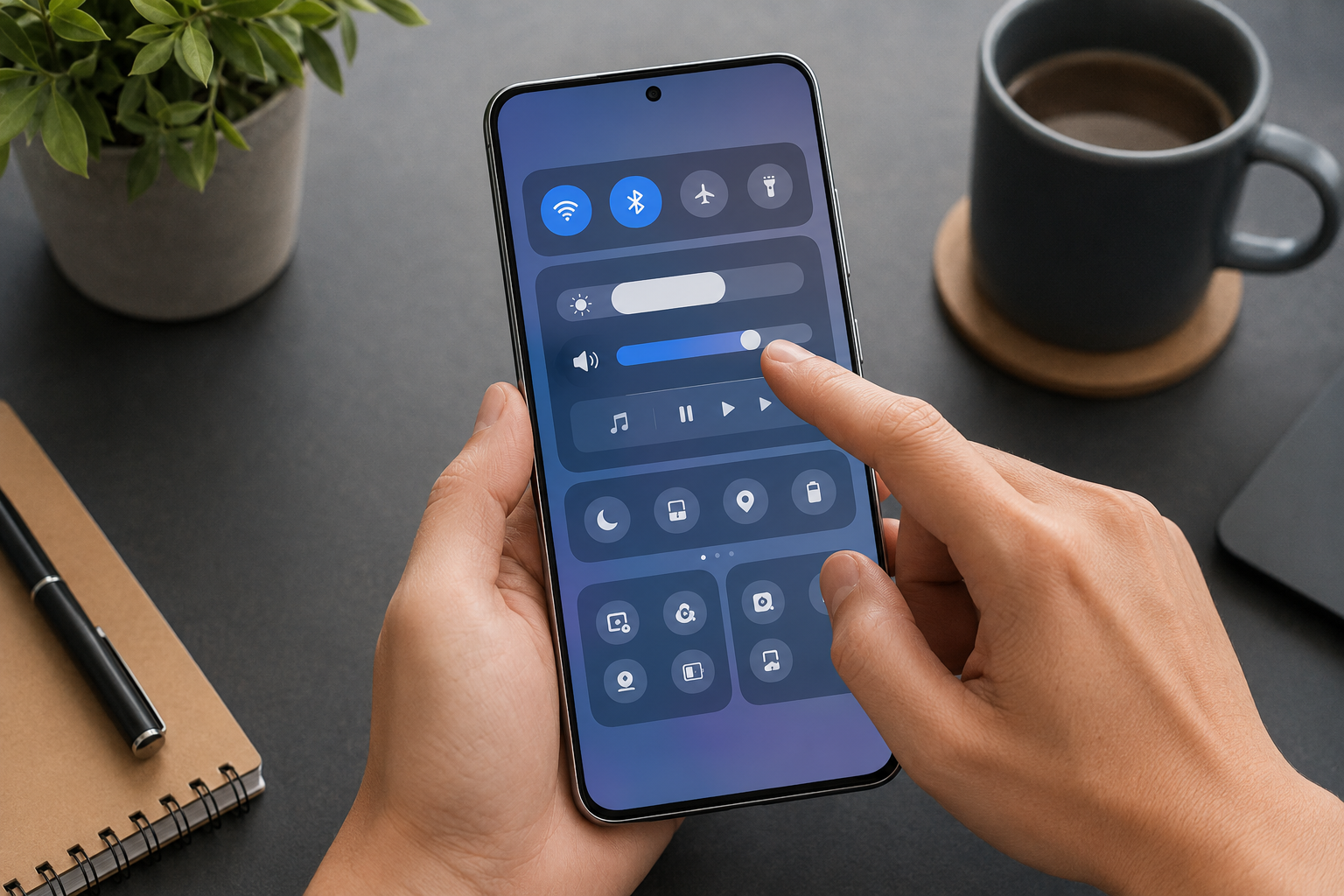 Quick Panel Samsung quá rối? Cách sắp xếp lại nút Wi‑Fi, Bluetooth, độ sáng và âm lượng trên One UI 9