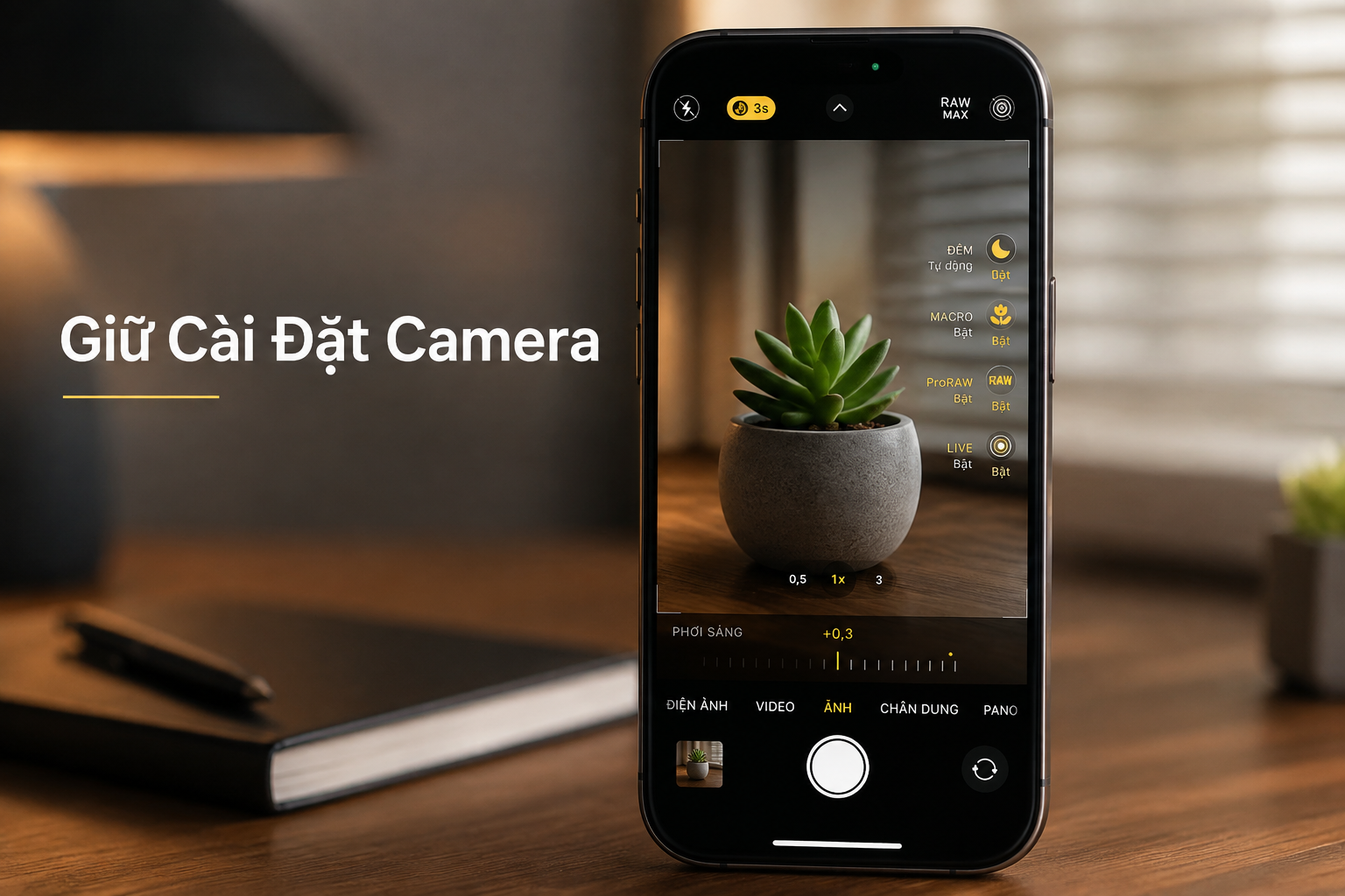 Camera iPhone cứ tự đổi lại cài đặt? Cách giữ nguyên Night Mode, Macro, ProRAW, Live Photo và độ phơi sáng