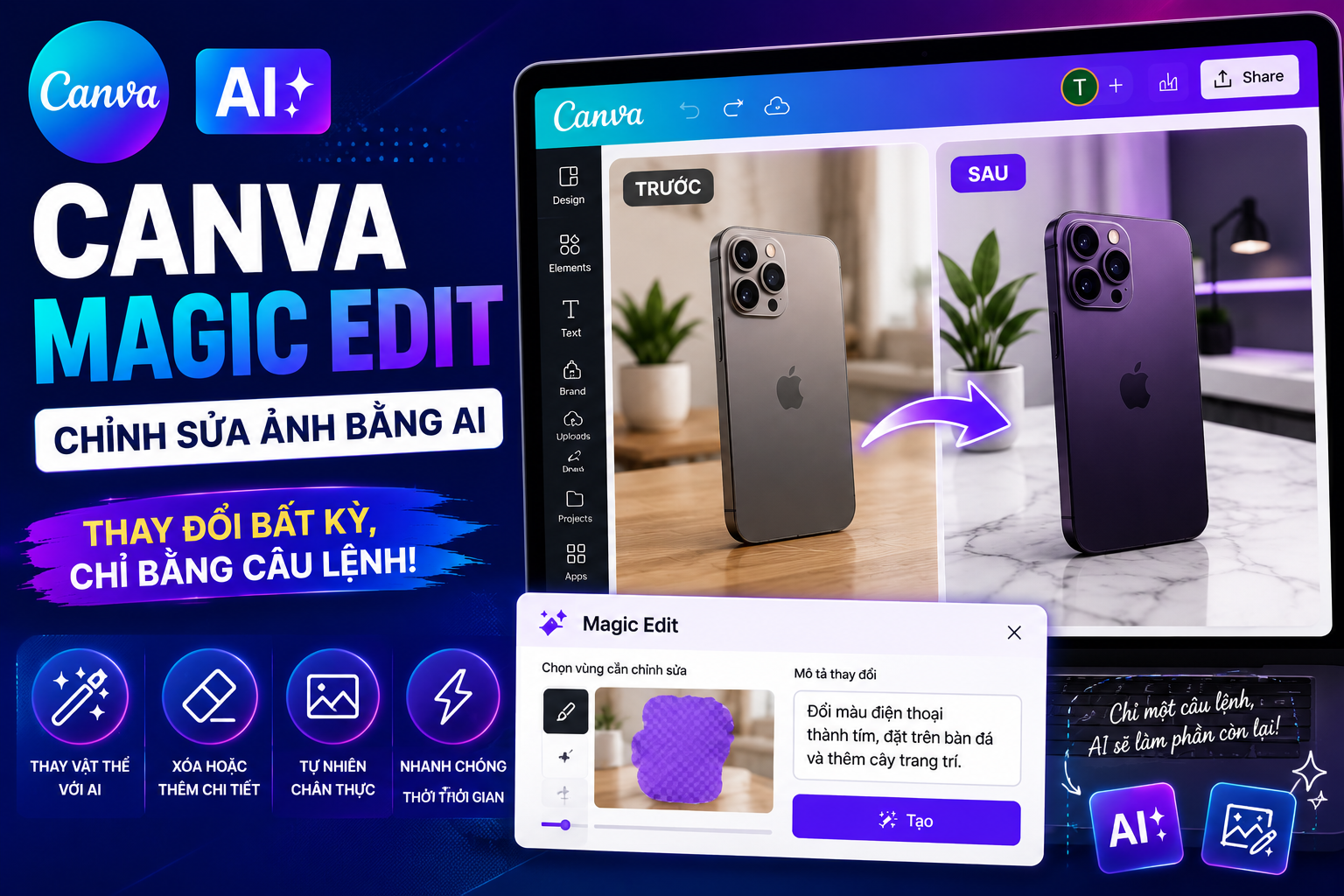 Canva Magic Edit là gì? Hướng dẫn chỉnh sửa ảnh bằng AI cực đơn giản