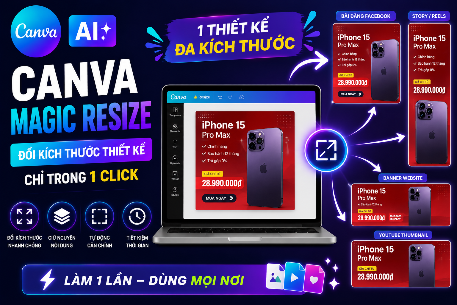 Canva Magic Resize là gì? Hướng dẫn đổi kích thước thiết kế trên Canva