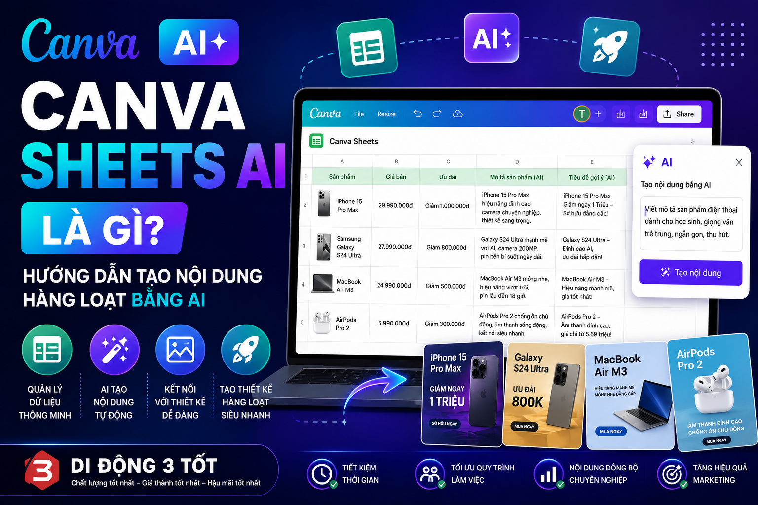 Canva Sheets AI là gì? Hướng dẫn tạo nội dung hàng loạt bằng AI