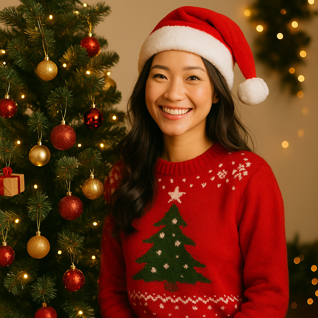 Câu lệnh tạo ảnh mặc áo len Noel dễ thương bằng AI Gemini – Lung linh không khí Giáng Sinh 2025