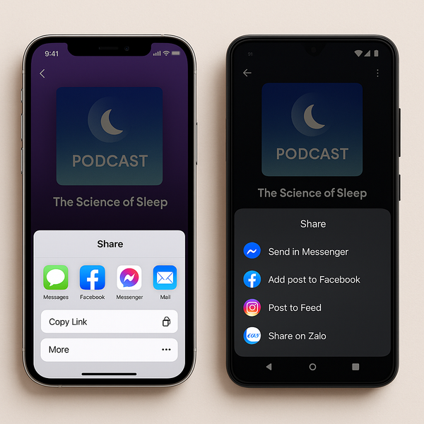 Cách chia sẻ tập Podcast yêu thích lên mạng xã hội (Facebook, Zalo, Instagram)