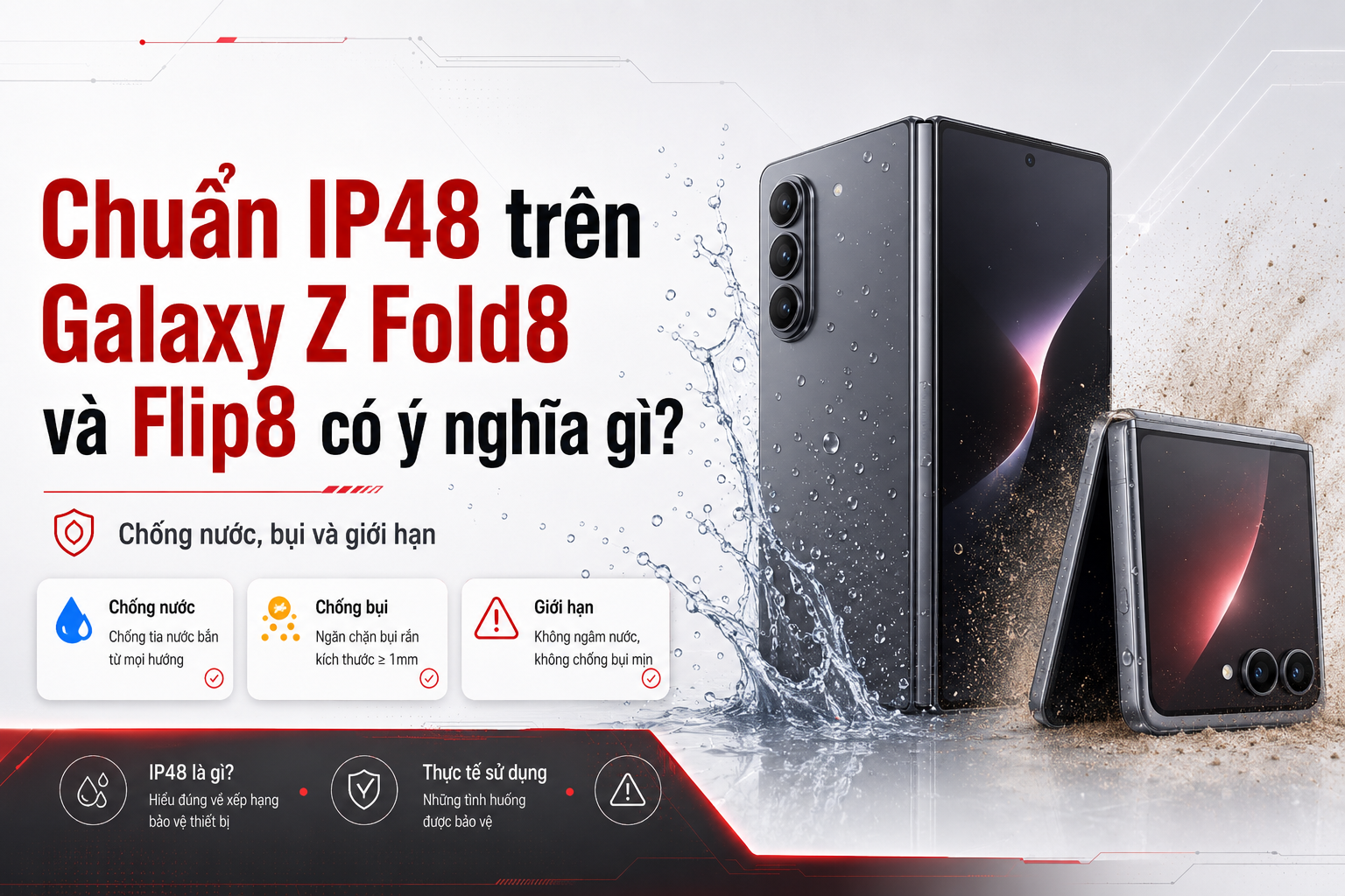 Chuẩn IP48 trên Galaxy Z Fold8 và Flip8 có ý nghĩa gì? Chống nước, bụi và giới hạn