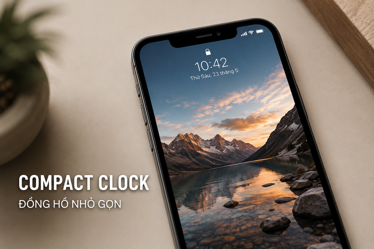 Đồng hồ màn hình khóa siêu nhỏ trên iOS 27: Cách bật Compact Clock để không che hình nền