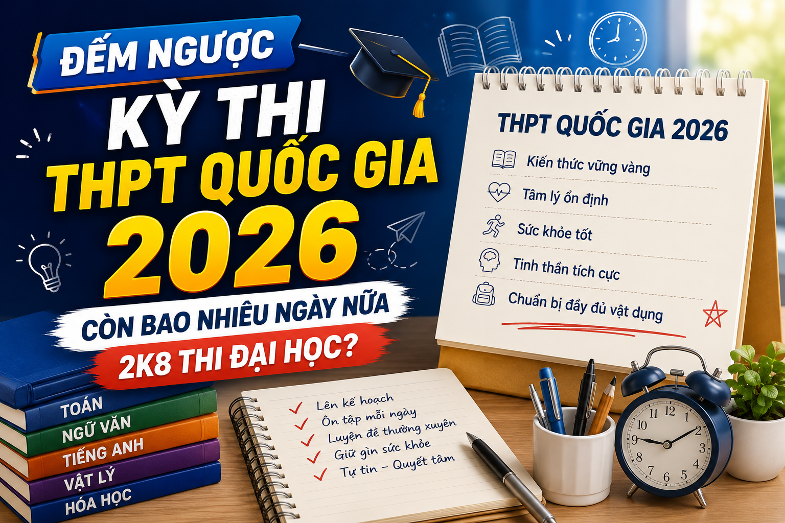 Đếm Ngược Kỳ Thi THPT Quốc Gia 2026: 2K8 Còn Bao Nhiêu Ngày Nữa Thi Đại Học?