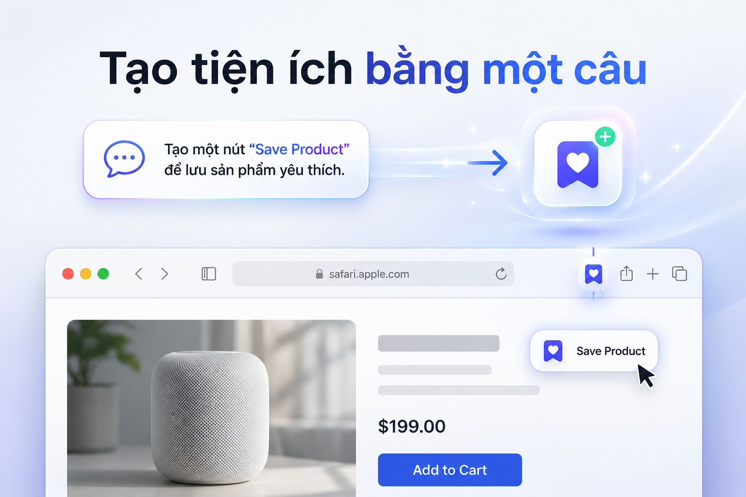 Describe an Extension trên Safari: Tạo tiện ích mở rộng chỉ bằng một câu mô tả