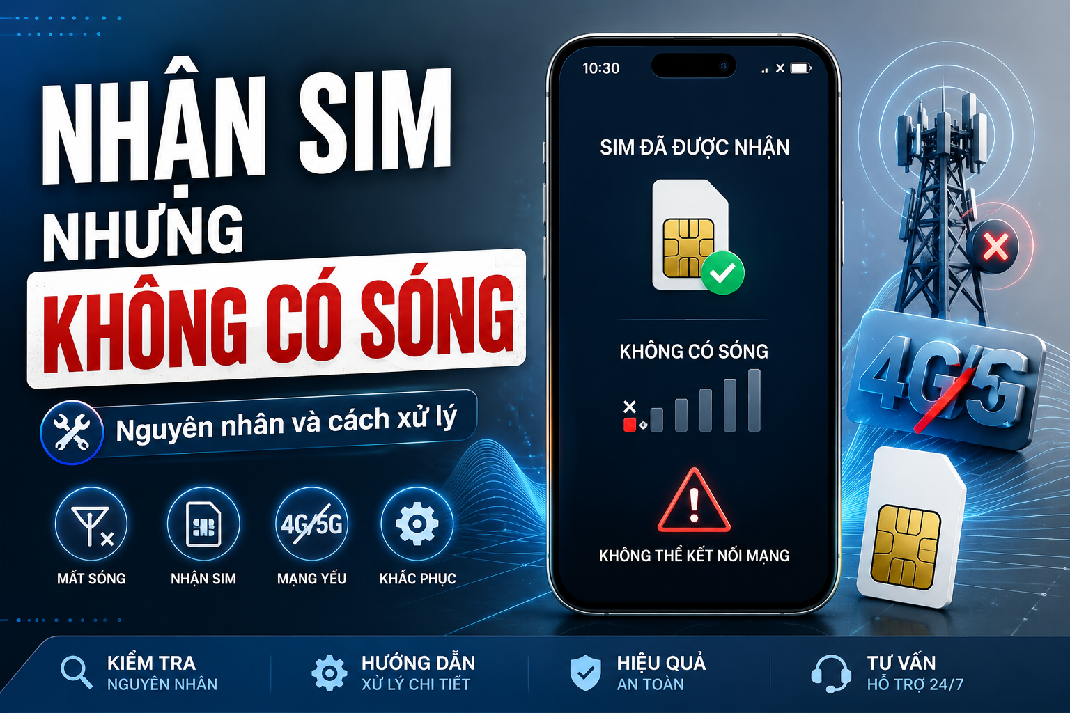 Điện thoại nhận SIM nhưng không có sóng: Nguyên nhân và cách xử lý