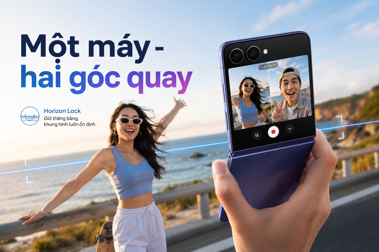 Dual Recording và Camcorder Grip trên Galaxy Z Flip8: Quay vlog hai góc nhìn bằng một điện thoại