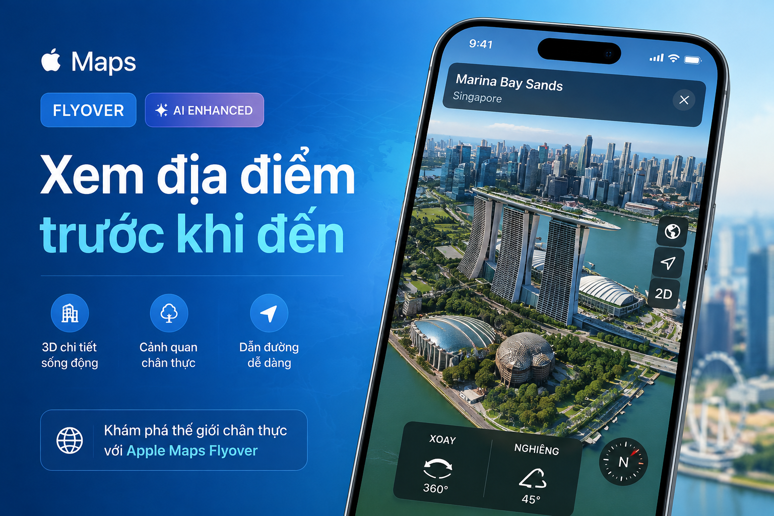 Flyover mới trong Apple Maps dùng AI dựng cây và kiến trúc: Có hữu ích khi xem địa điểm trước chuyến đi?