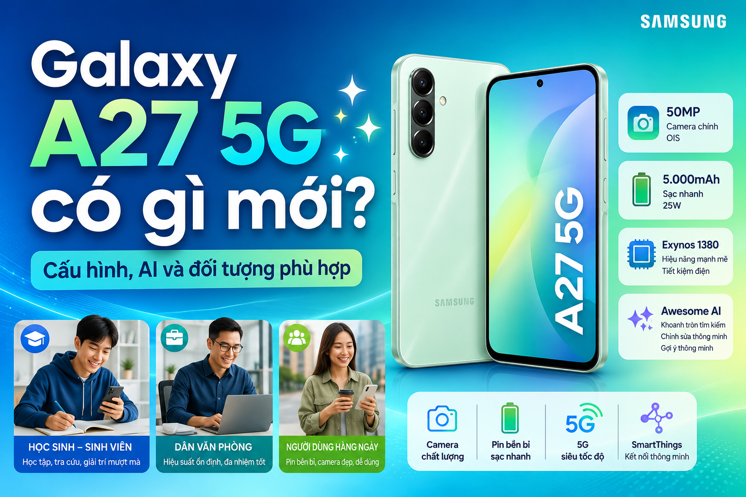 Galaxy A27 5G có gì mới? Cấu hình và AI đáng chú ý