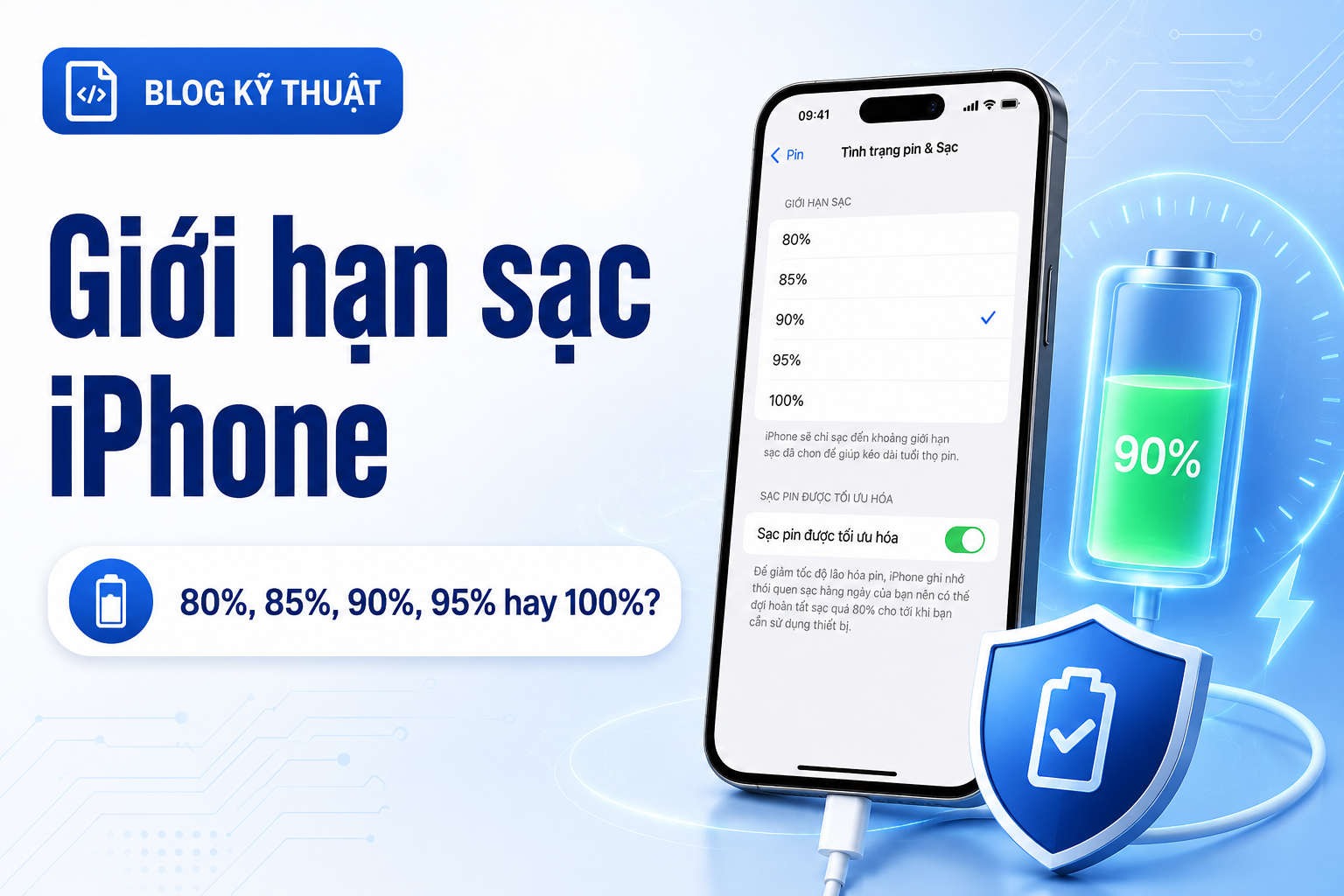 Giới hạn sạc iPhone 80%, 85%, 90%, 95% hay 100%: Nên chọn mức nào?