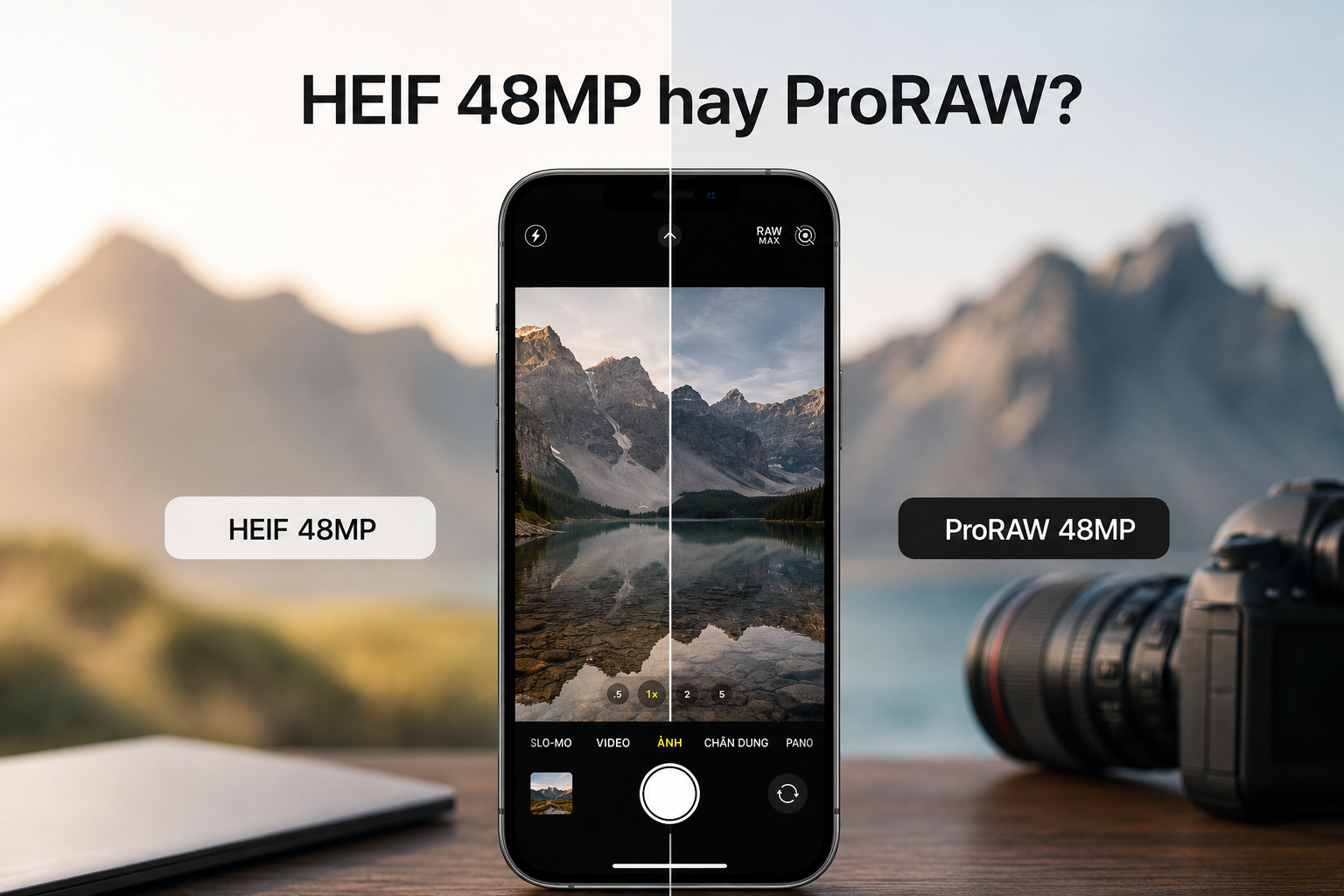HEIF 48MP hay ProRAW 48MP? Chọn đúng chế độ camera để ảnh đẹp mà không đầy bộ nhớ iPhone