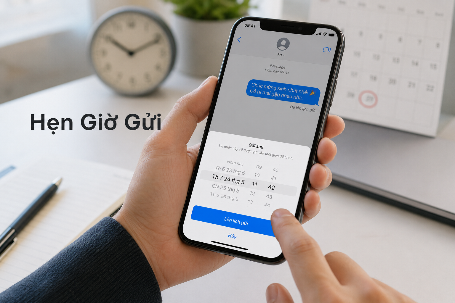 Cách hẹn giờ gửi tin nhắn trên iPhone: Soạn trước, iMessage tự gửi đúng giờ