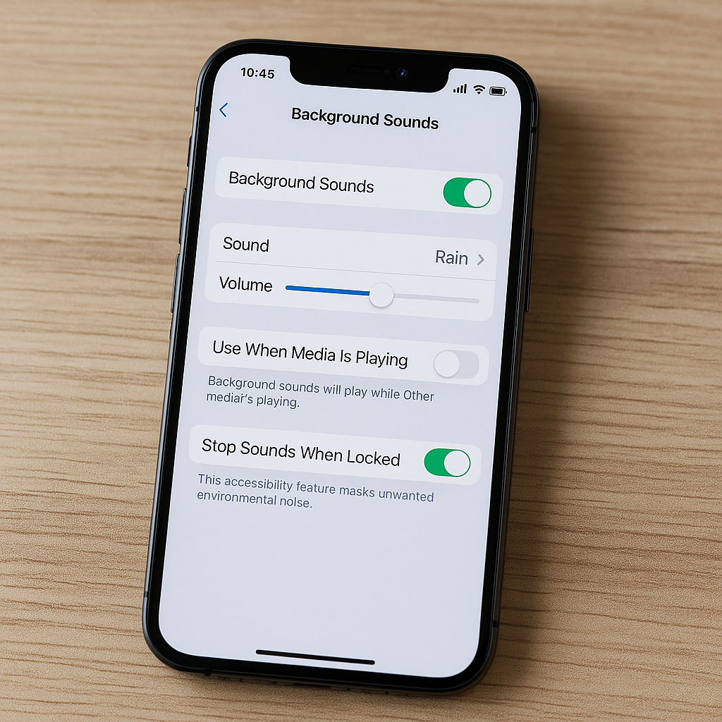 Hướng dẫn bật Âm thanh nền (Background Sounds) trên iPhone để giảm căng thẳng, tăng tập trung