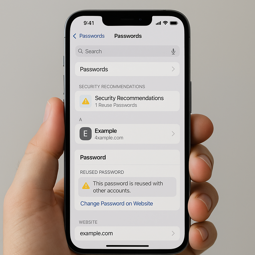 Hướng dẫn kiểm tra mật khẩu trùng lặp hoặc yếu trên iPhone