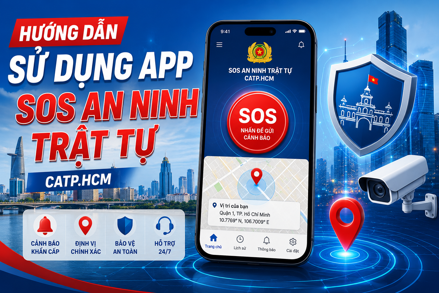 Hướng dẫn sử dụng app SOS An ninh trật tự CATP.HCM chi tiết