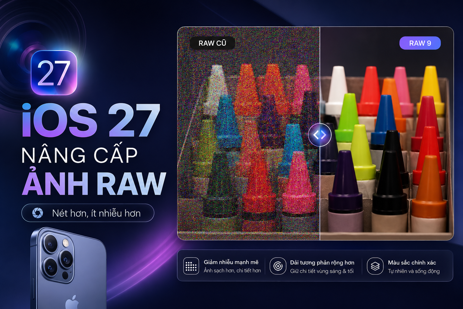 iOS 27 nâng cấp xử lý ảnh RAW: Ảnh chụp có thể nét hơn, ít nhiễu hơn nhờ AI