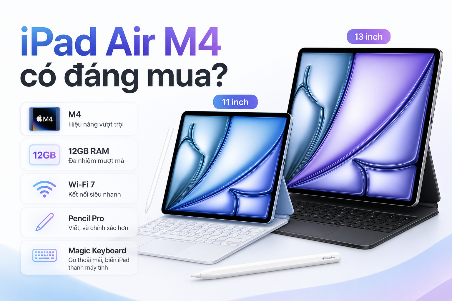 iPad Air M4 có đáng mua năm 2026? Phân tích hiệu năng, 12GB RAM, Wi-Fi 7 và đối tượng phù hợp