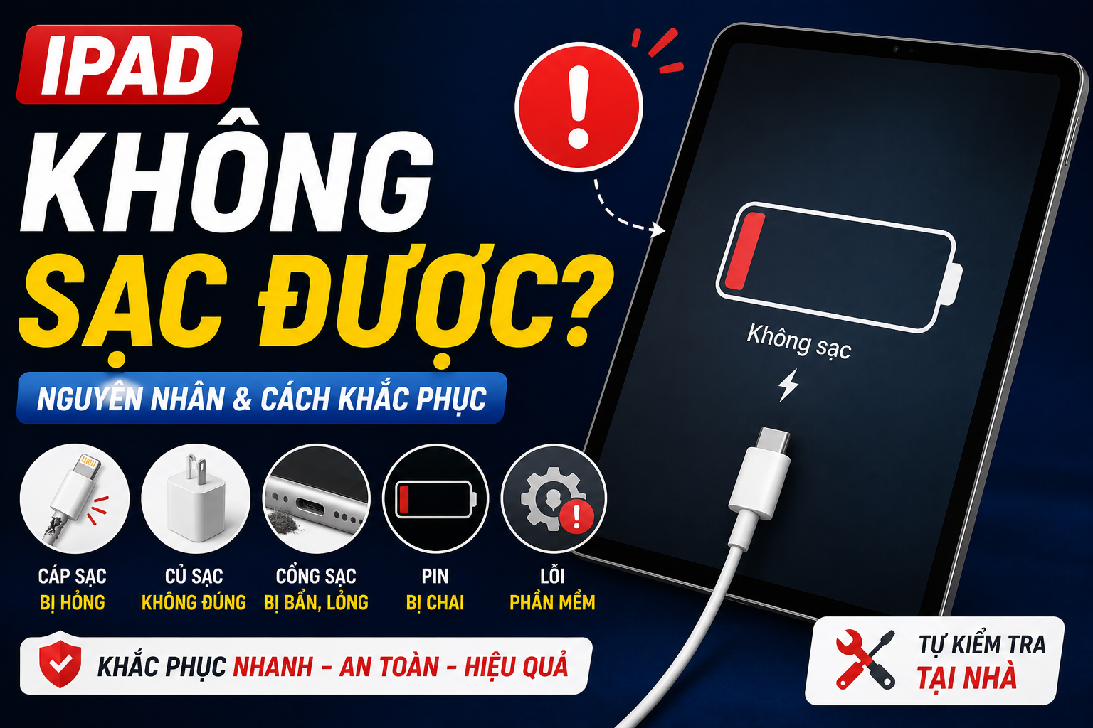 iPad không sạc được: Nguyên nhân và cách khắc phục nhanh tại nhà