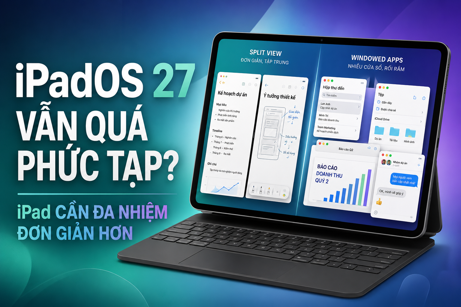 iPadOS 27 vẫn cần chế độ đa nhiệm đơn giản hơn cho iPad