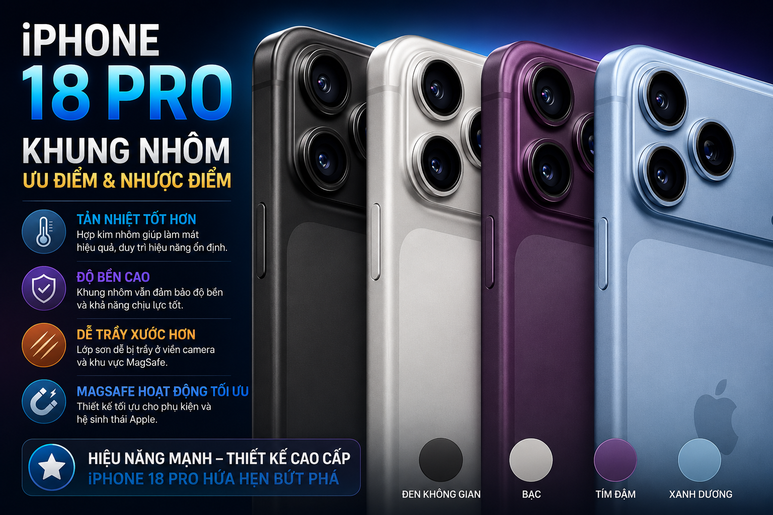 iPhone 18 Pro Tiếp Tục Dùng Hợp Kim Nhôm: Tản Nhiệt Tốt Nhưng Vẫn Có Một Nhược Điểm
