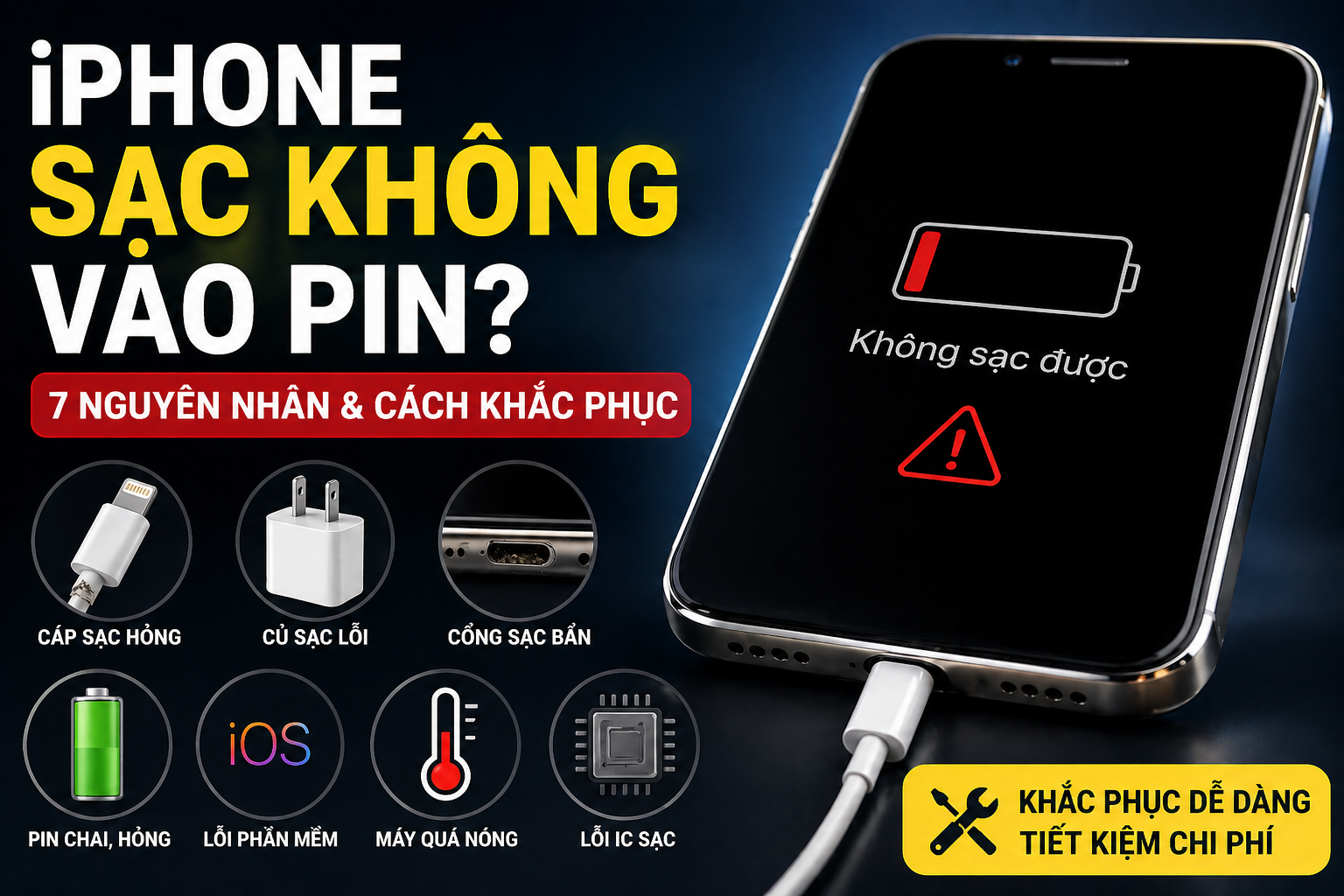 iPhone sạc không vào pin: 7 nguyên nhân & cách khắc phục nhanh