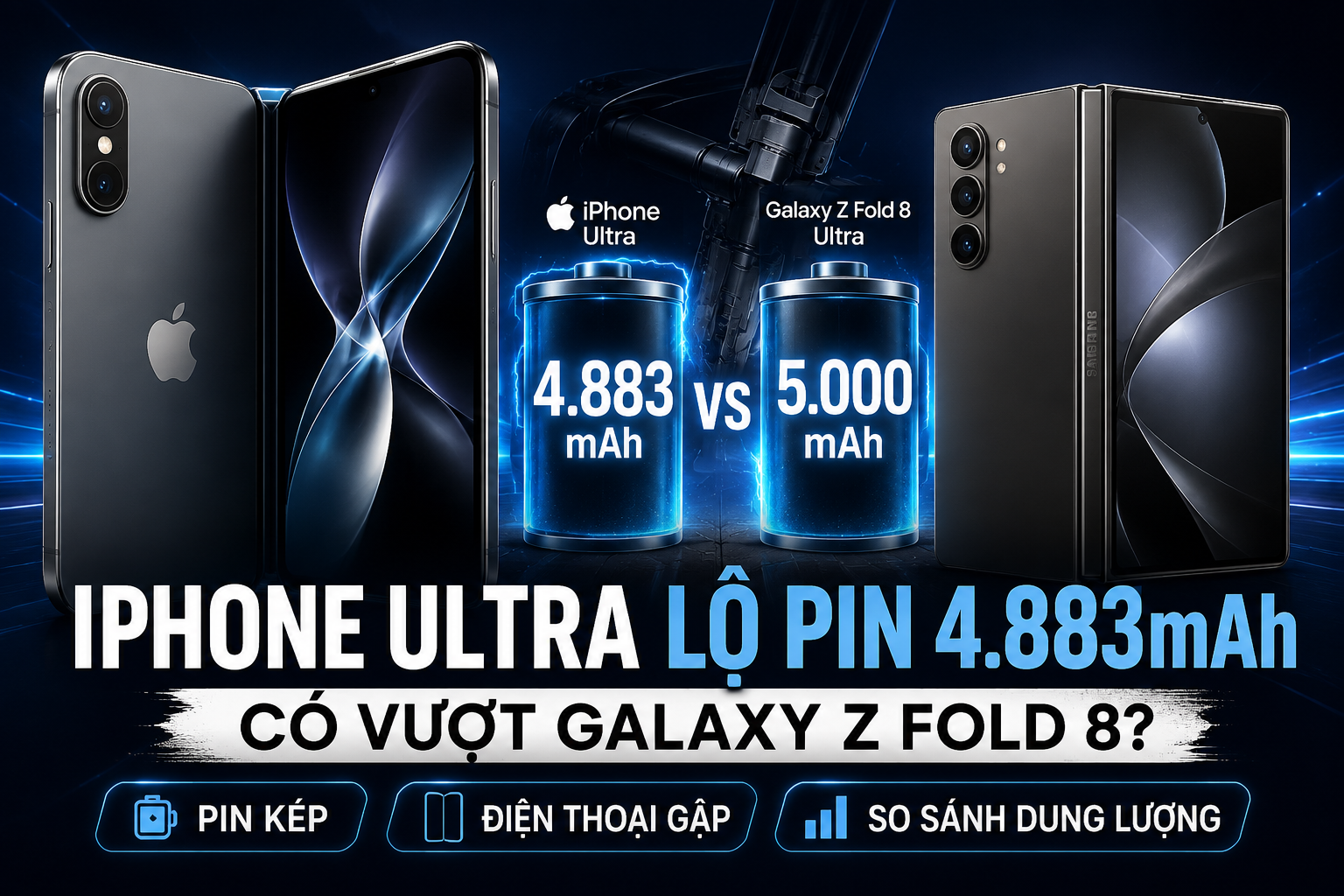 iPhone Ultra lộ pin 4.883mAh: Có vượt Galaxy Z Fold 8?