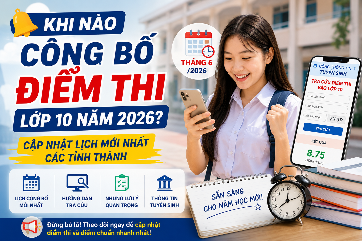 Khi Nào Công Bố Điểm Thi Lớp 10 Năm 2026? Cập Nhật Lịch Mới Nhất Các Tỉnh Thành