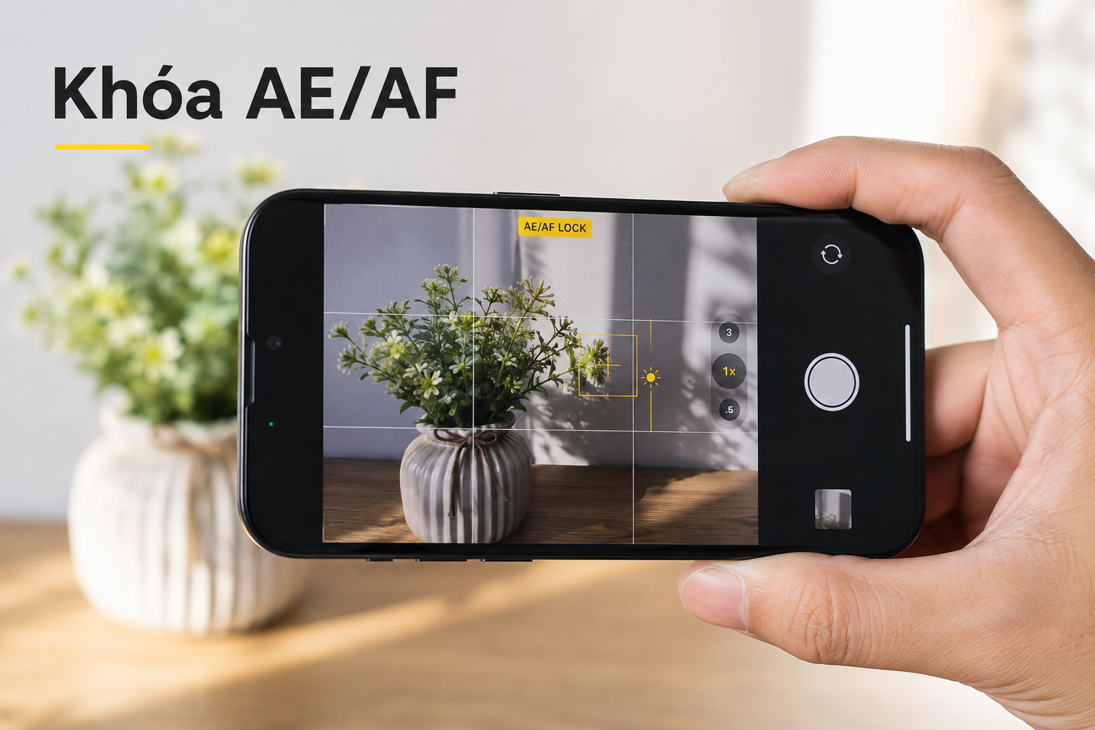 Ảnh iPhone lúc sáng lúc tối? Cách khóa AE/AF, chỉnh Exposure và bật Grid để chụp đẹp hơn
