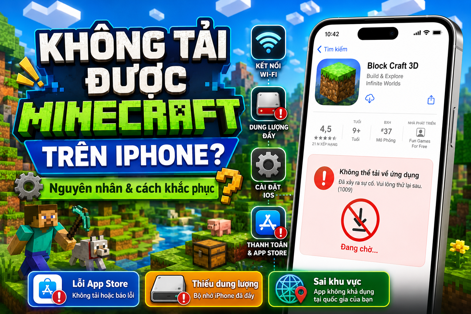 Tại sao không tải được Minecraft trên iPhone? Nguyên nhân và cách khắc phục