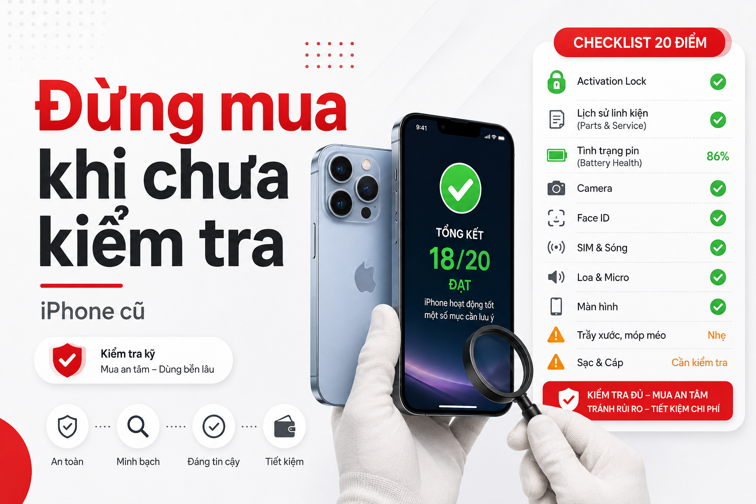 Kiểm tra iPhone cũ: Checklist 20 bước trước khi mua